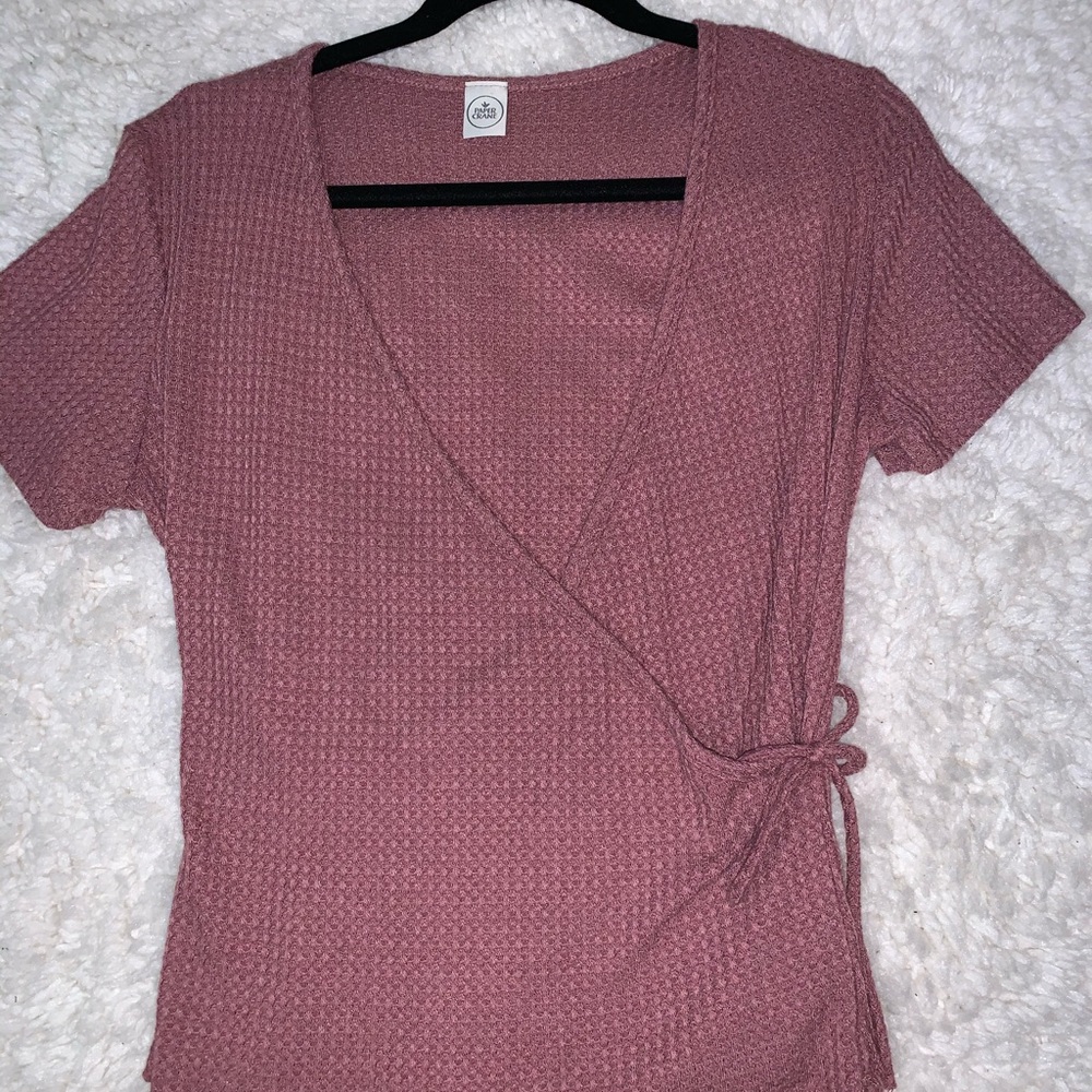Knit lavender wrap shirt